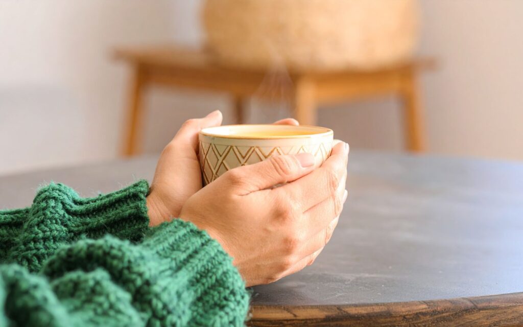 Caregiver taking a quiet mindful pause to breathe and renew